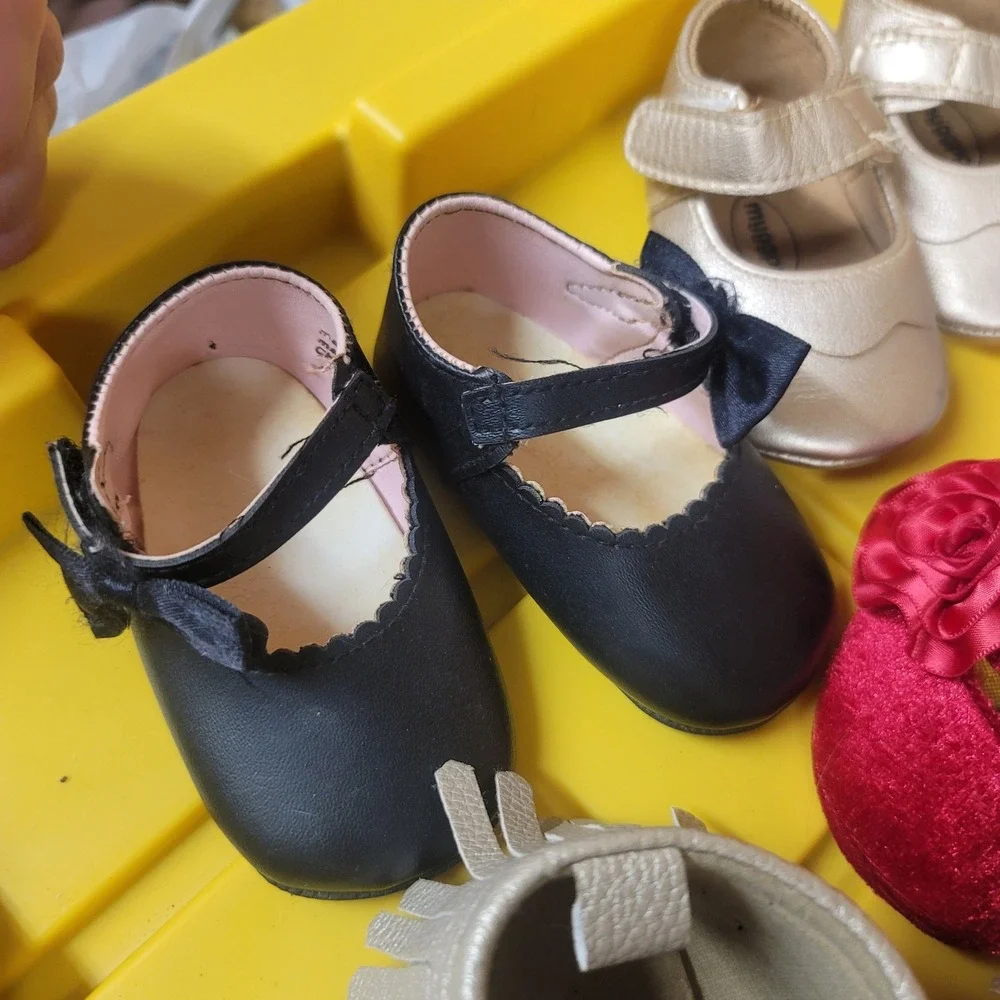 Baby Girl Shoe Lot 8 Pair Gold Red Blue White Black Mary Jane Moccasin Bootie